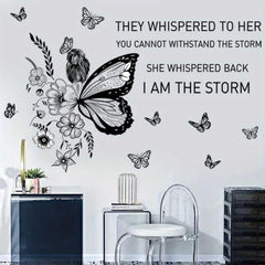 PEOHO I AM THE STORM Wall Decal Butterfly & Floral Design