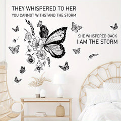 PEOHO I AM THE STORM Wall Decal Butterfly & Floral Design