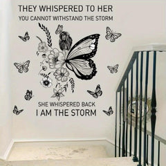 PEOHO I AM THE STORM Wall Decal Butterfly & Floral Design