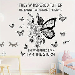 PEOHO I AM THE STORM Wall Decal Butterfly & Floral Design