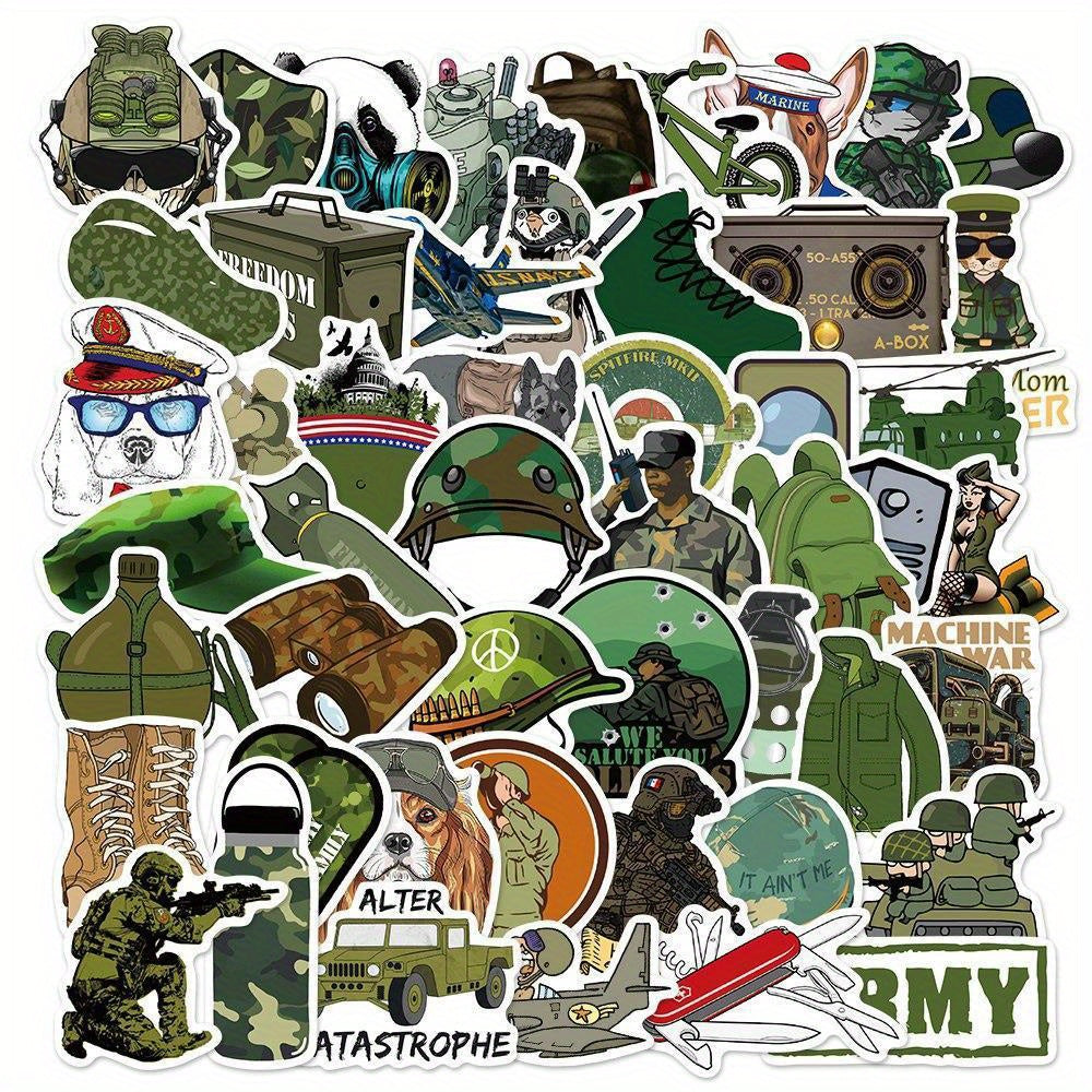 50 PCS Military Camouflage Stickers Waterproof & Reusable for Surfaces