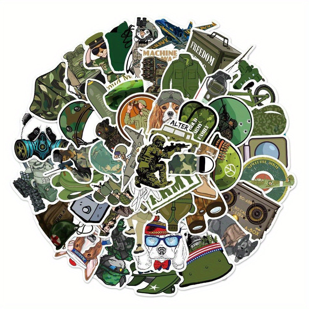 50 PCS Military Camouflage Stickers Waterproof & Reusable for Surfaces