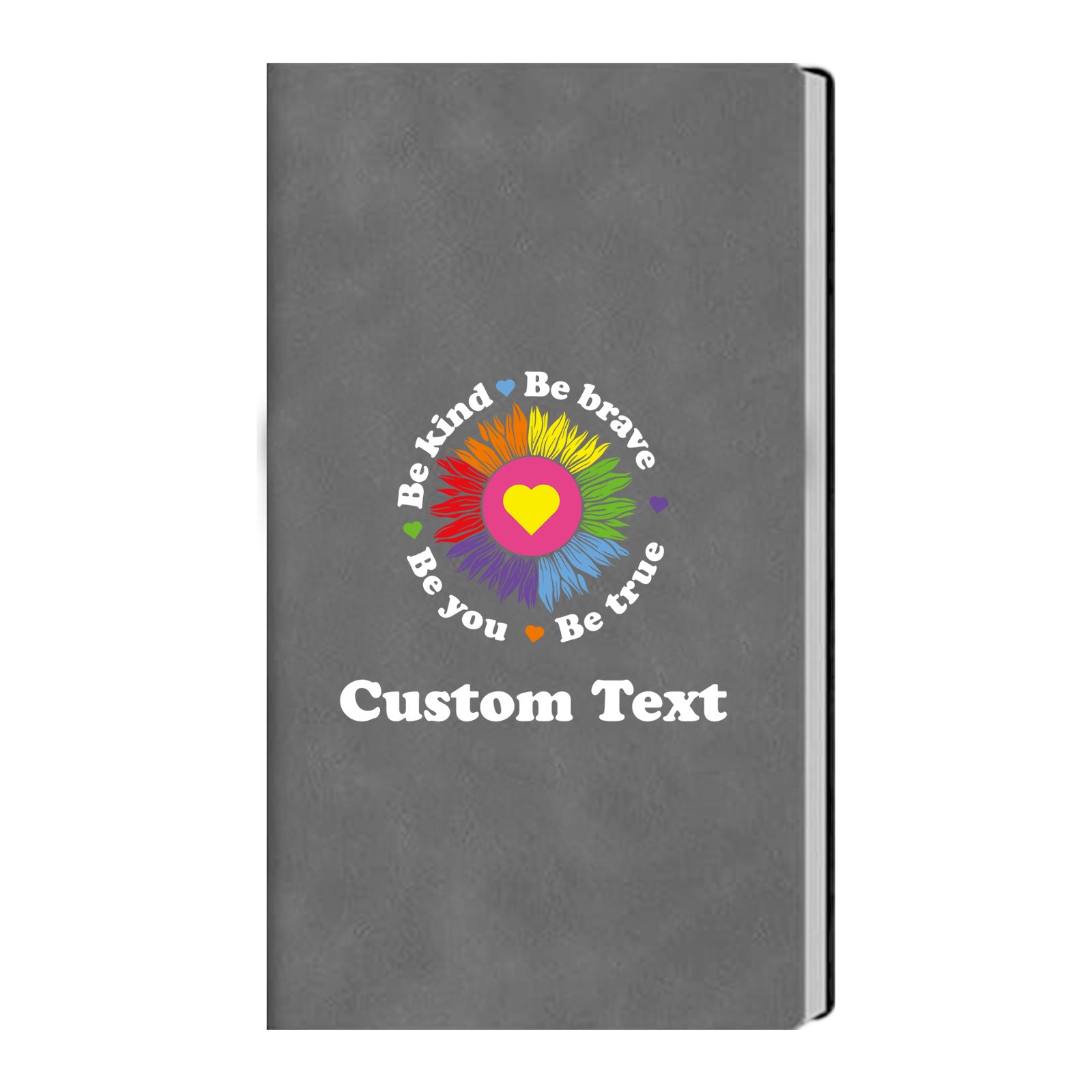 Custom Engraved Journal Notebook Personalized Text with Sunflower Heart