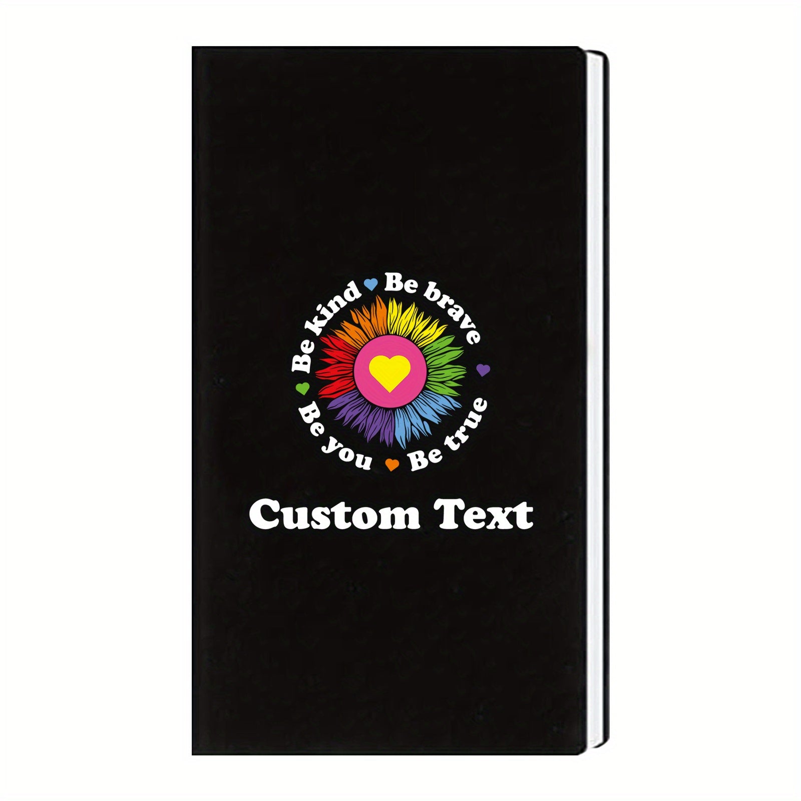Custom Engraved Journal Notebook Personalized Text with Sunflower Heart