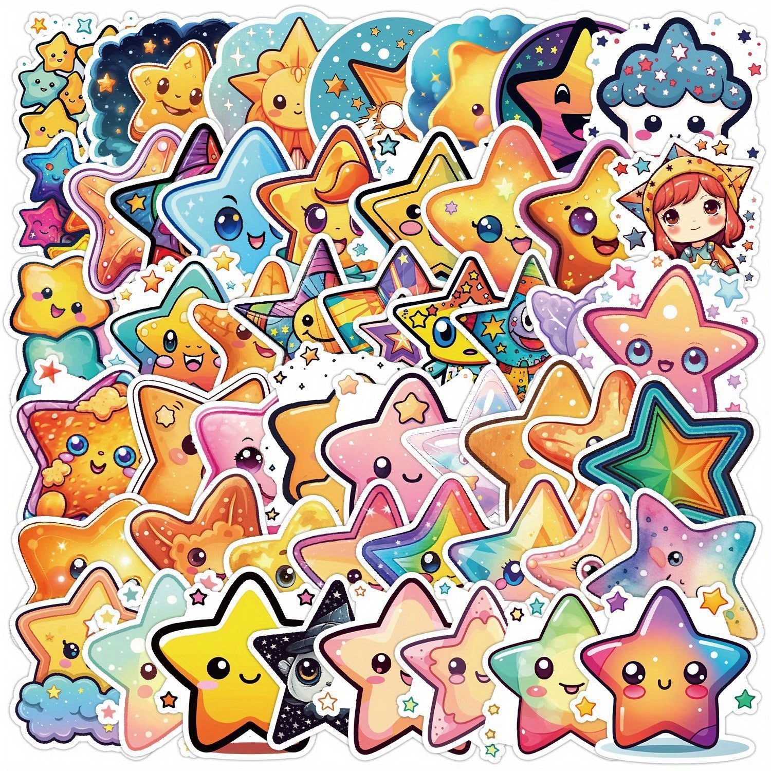 50 Cute Stars Vinyl Stickers Waterproof DIY Phone Cases Laptops