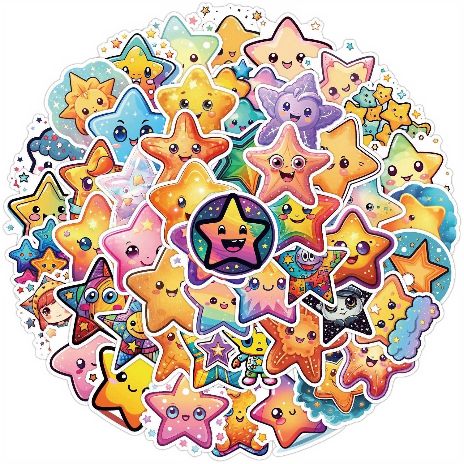 50 Cute Stars Vinyl Stickers Waterproof DIY Phone Cases Laptops