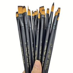 6pcs Synthetic Paint Brush Set With Nylon Tips For Acrylic & Watercolor