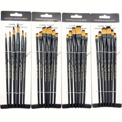 6pcs Synthetic Paint Brush Set With Nylon Tips For Acrylic & Watercolor