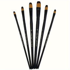 6pcs Synthetic Paint Brush Set With Nylon Tips For Acrylic & Watercolor