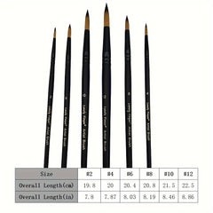 6pcs Synthetic Paint Brush Set With Nylon Tips For Acrylic & Watercolor