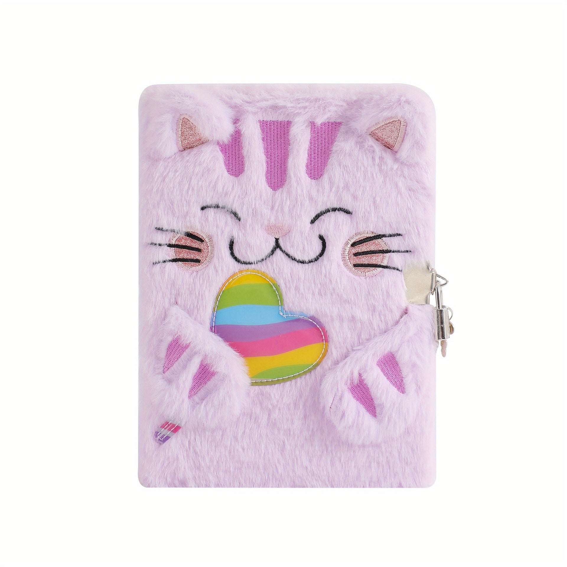 A5 Lockable Diary Journal Notebook Cat & Dog Plush Hardcover
