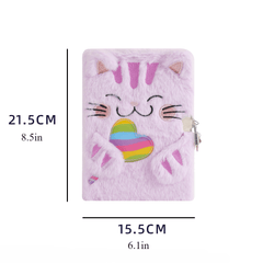 A5 Lockable Diary Journal Notebook Cat & Dog Plush Hardcover