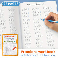 LACHILLY Fractions Add & Subtract Workbook - 28 Pages Math Learning Exercise