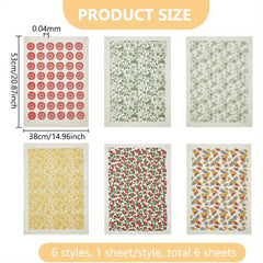 6 Pack Flower Pattern Ceramic Decals 53x38cm Pottery Clay Transfer Kit