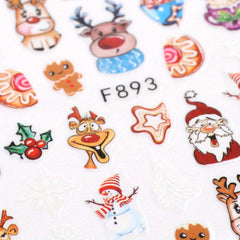 Christmas Nail Art Stickers Santa Deer Snowman Snowflakes Animal Designs