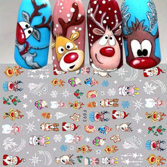 Christmas Nail Art Stickers Santa Deer Snowman Snowflakes Animal Designs