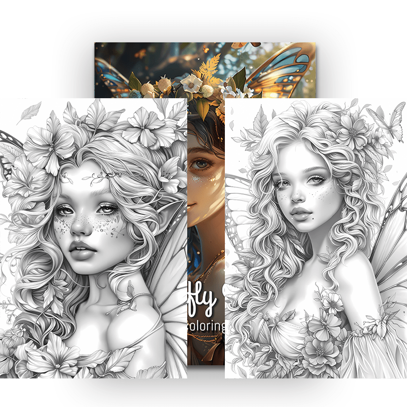 Butterfly Fairy Coloring Book for Adults - Intricate Designs