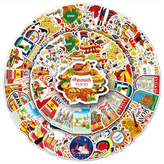 50pcs Spain Travel Vinyl Stickers Set for Adults Reusable Decals