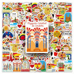 50pcs Spain Travel Vinyl Stickers Set for Adults Reusable Decals