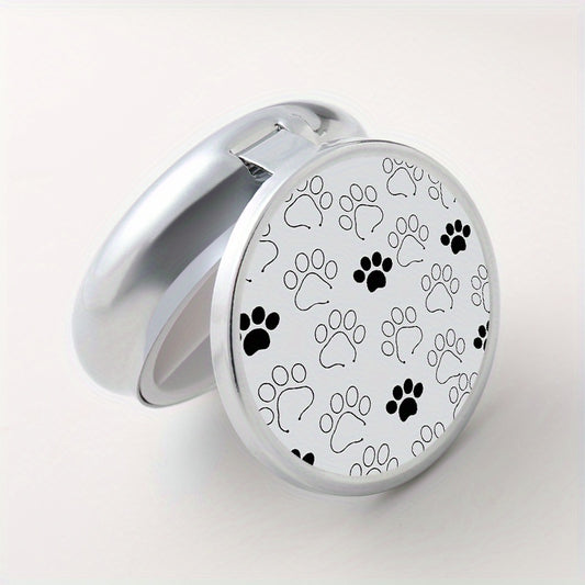 Paw Print Pattern Pill Box 3 Compartments Mini Metal Organizer Jewelry