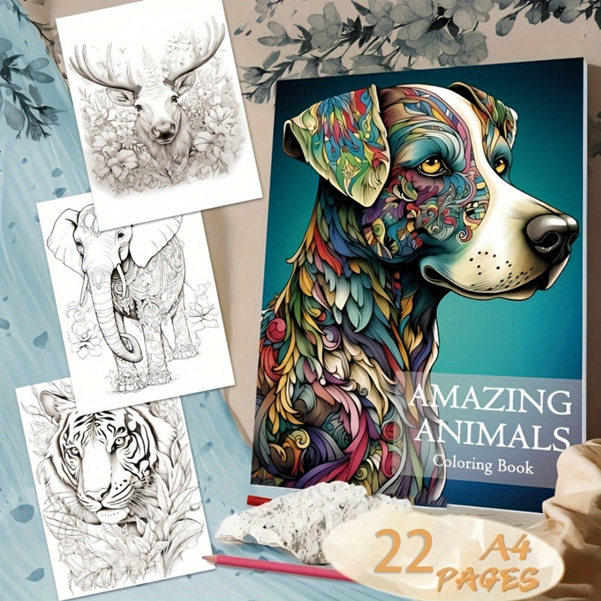 Deluxe Animals Coloring Book for Adults and Teens: 22 Thickened Pages