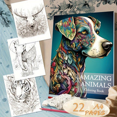 Deluxe Animals Coloring Book for Adults and Teens: 22 Thickened Pages