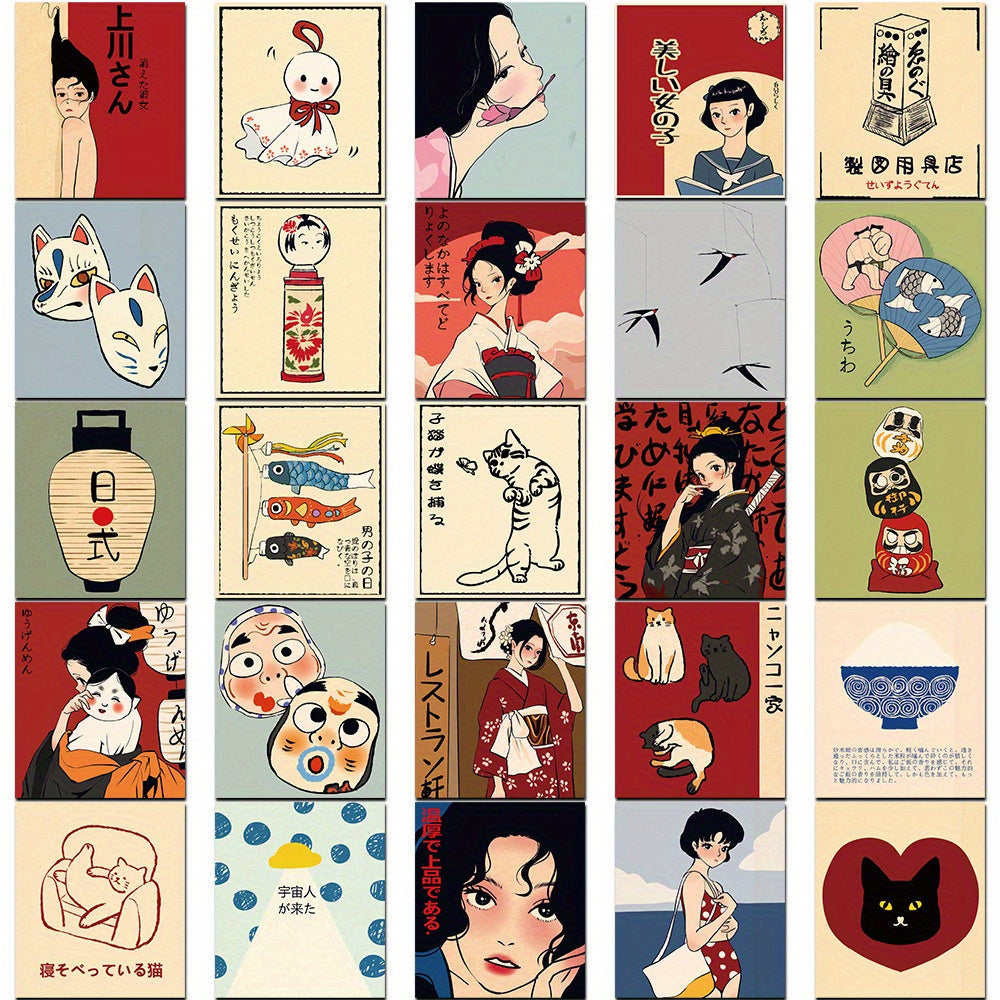 50pcs Japanese Retro Graffiti Stickers for DIY Art on Laptops, Water Bottles