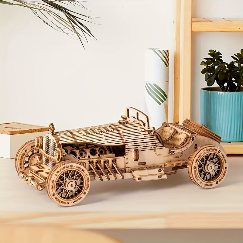 3D Wooden Mechanical Grand Prix Car Model Kit Puzzle For Adults