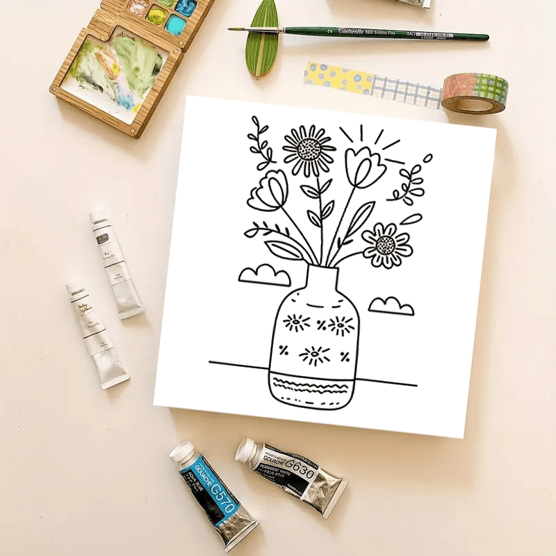 Minimalist Flower Coloring Book for Adults 22 Pages