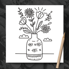 Minimalist Flower Coloring Book for Adults 22 Pages