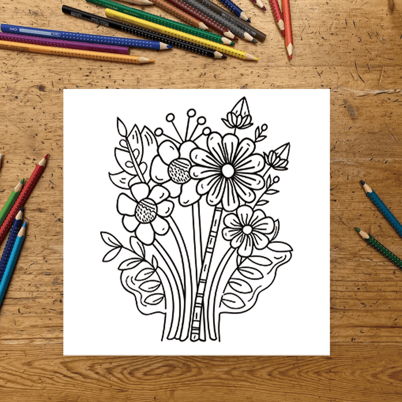 Minimalist Flower Coloring Book for Adults 22 Pages