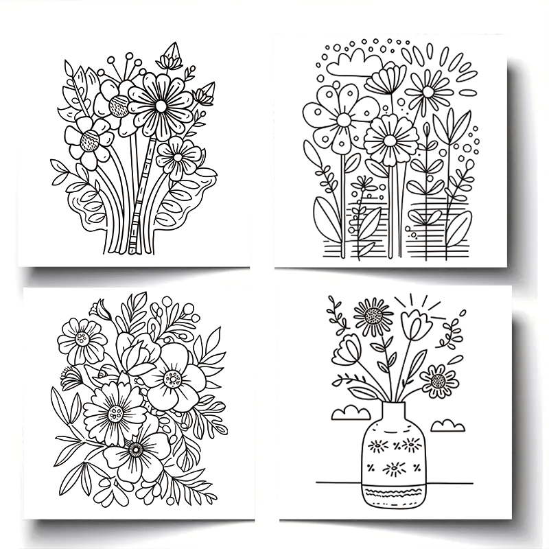 Minimalist Flower Coloring Book for Adults 22 Pages