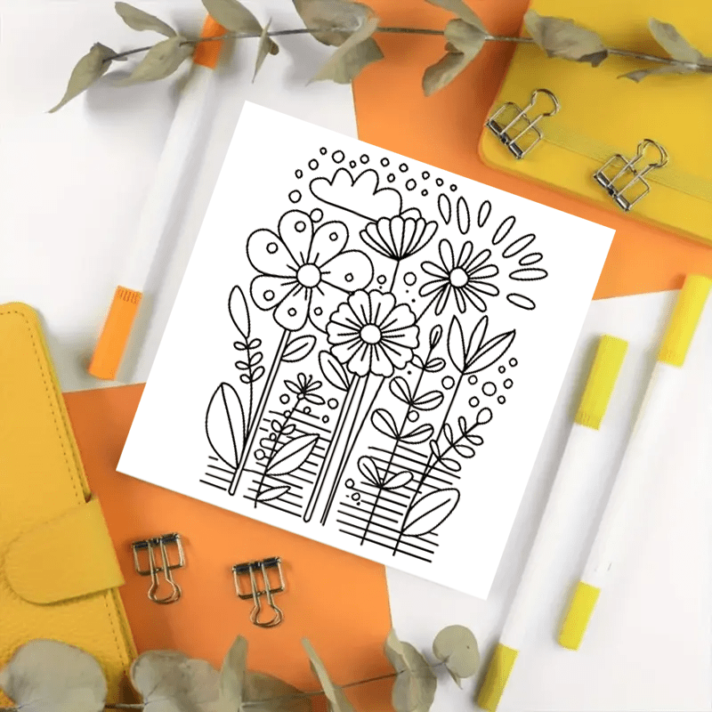 Minimalist Flower Coloring Book for Adults 22 Pages
