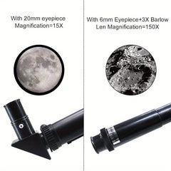 150X HD Astronomical Telescope 300mm Focal Length for Stargazing & Moon Watching