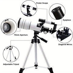 150X HD Astronomical Telescope 300mm Focal Length for Stargazing & Moon Watching