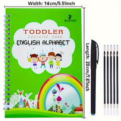 Reusable Writing Practice Book with Pen for ABCs and 123s