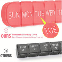 2pcs 3pcs Weekly Pill Organizer 7 Extra Large Compartments Red PPSU Material
