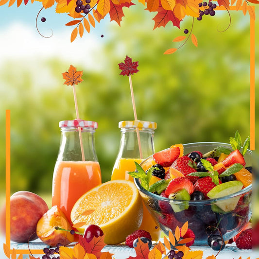 50pcs Bamboo Cocktail Picks for Drinks & Appetizers, Autumn Party Decorations