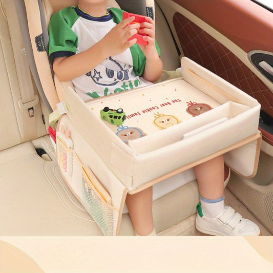 Youngsters' Car Seat Tray with Cartoon Waterproof Storage & Dining Table