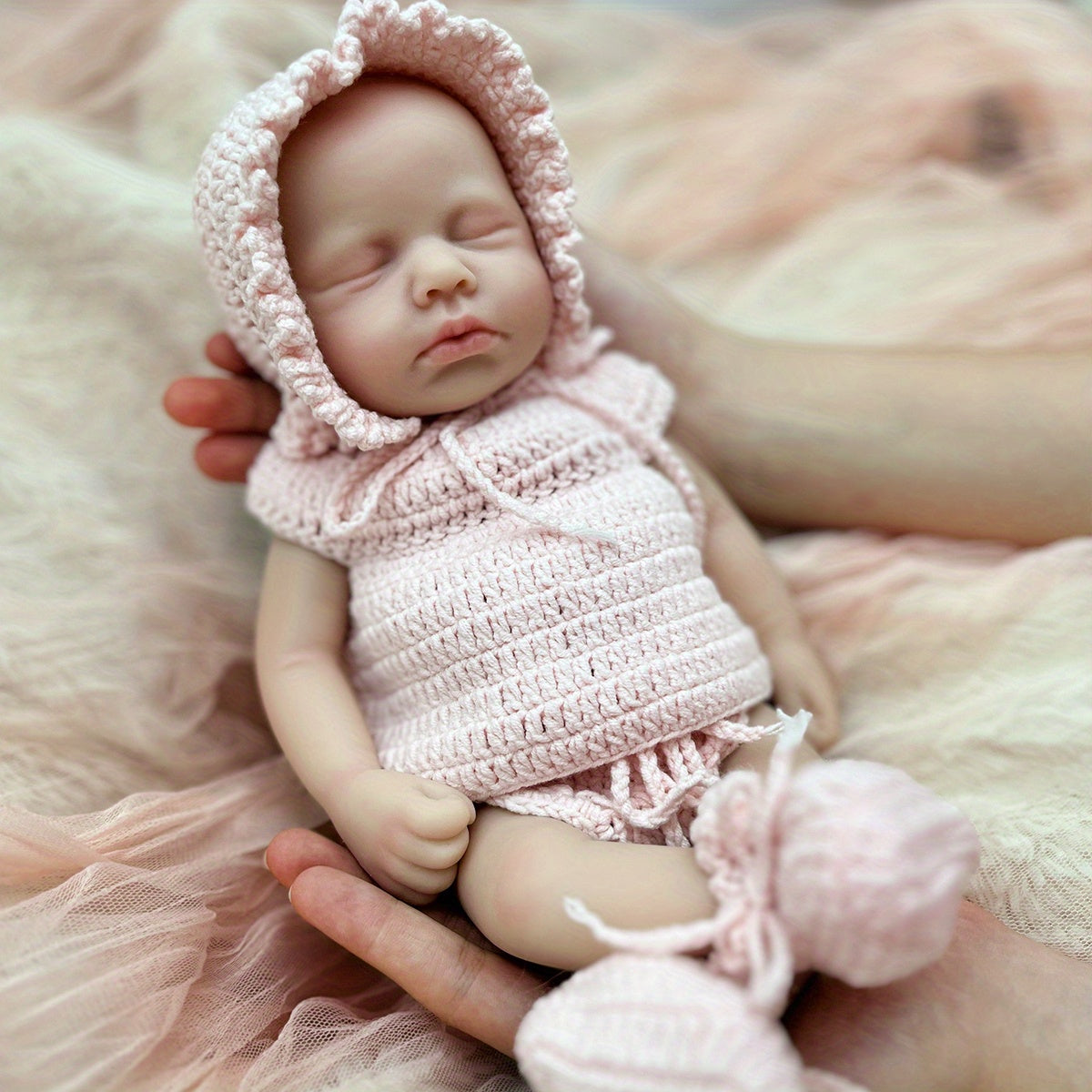 12 Inch Silicone Female Doll in Pink Sweater Complete Accessories