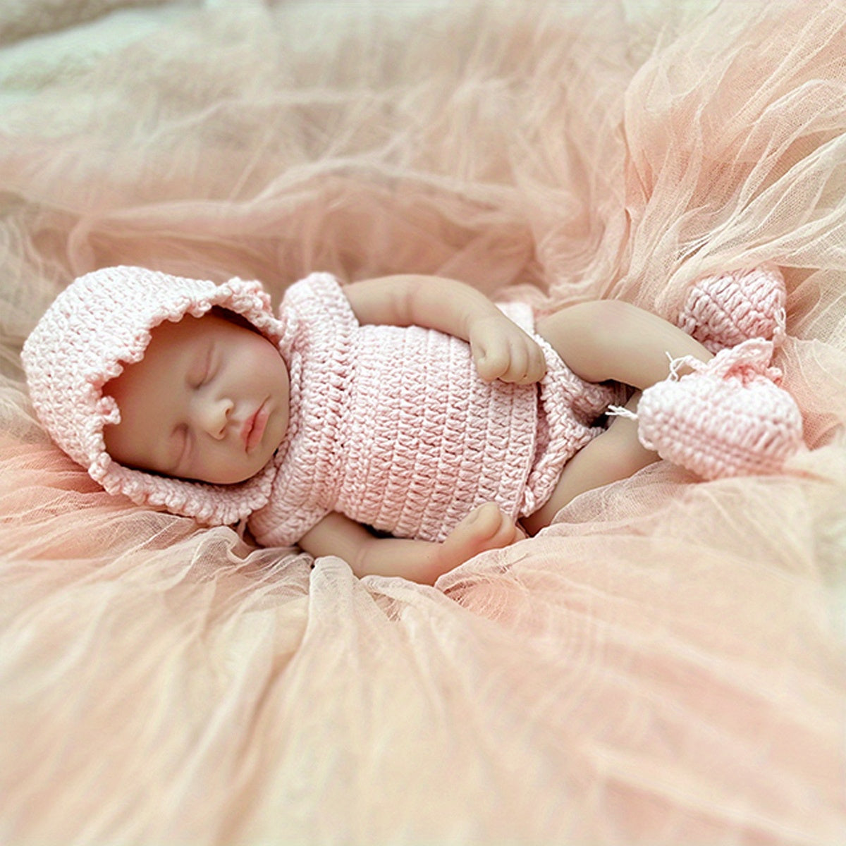 12 Inch Silicone Female Doll in Pink Sweater Complete Accessories