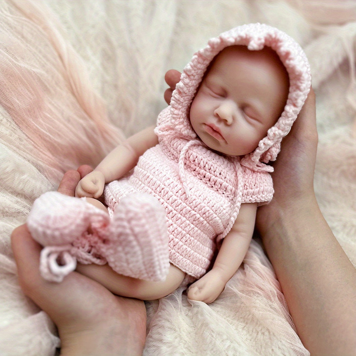 12 Inch Silicone Female Doll in Pink Sweater Complete Accessories