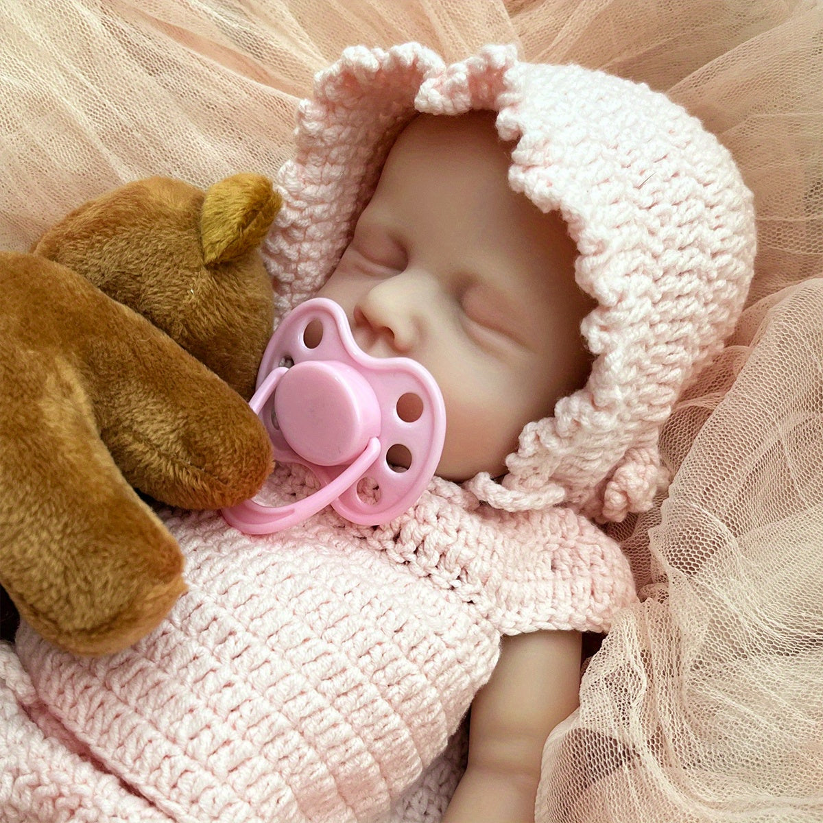 12 Inch Silicone Female Doll in Pink Sweater Complete Accessories
