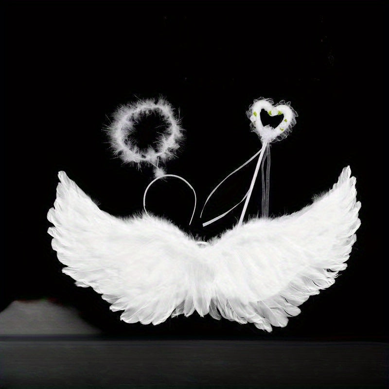 Velvet Angel Wings Set with Headband & Wand for Cosplay