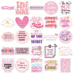 Pink Inspirational Stickers 50 Pack Motivational Quotes Decals Cute Phrases