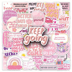 Pink Inspirational Stickers 50 Pack Motivational Quotes Decals Cute Phrases