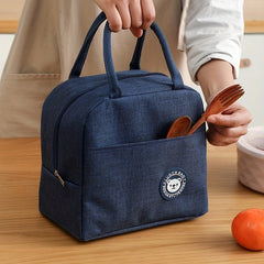 Bear Pattern Insulated Lunch Bag Waterproof Oxford Fabric for School & Office