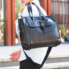 Men's Messenger Bag with Laptop Compartment Faux Leather Briefcase