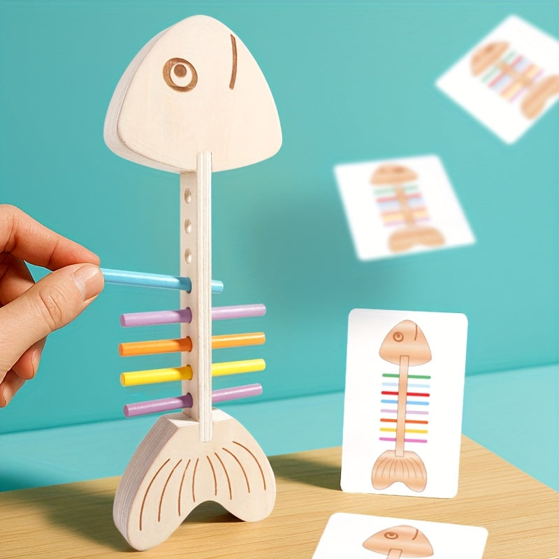 Wooden Fish Bone Sorting Toy Educational Game