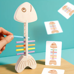 Wooden Fish Bone Sorting Toy Educational Game